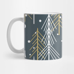 Winter night forest with trees and snowing Mug